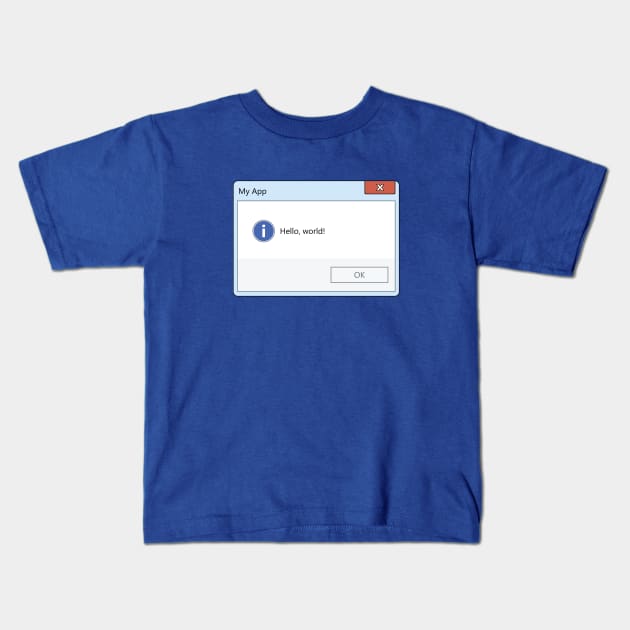 Hello World Message Box Kids T-Shirt by codewearIO